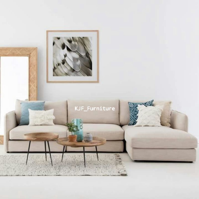 sofa minimalis sofa ruang tv keluarga tipe L fabric premium