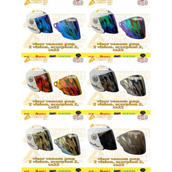 Kaca Visor Venom KYT 2Vision CX 800 Cx 390 Romeo sportivo cx22 CLEAR SMOKE IRIDIUM SILVER GOLD BLUE 