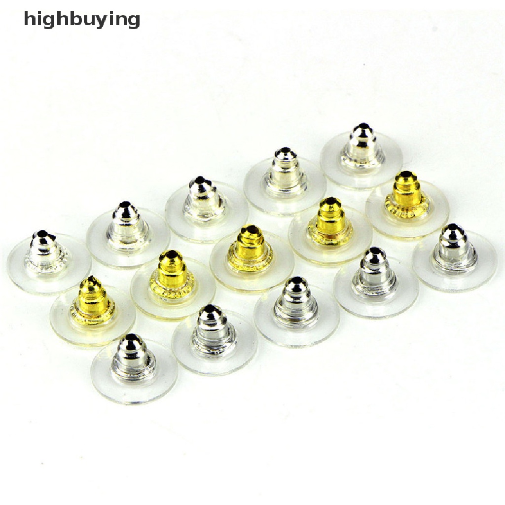 Hbid 60Pcs / Set Stopper Anting Tusuk Warna Silver / Gold Untuk Wanita