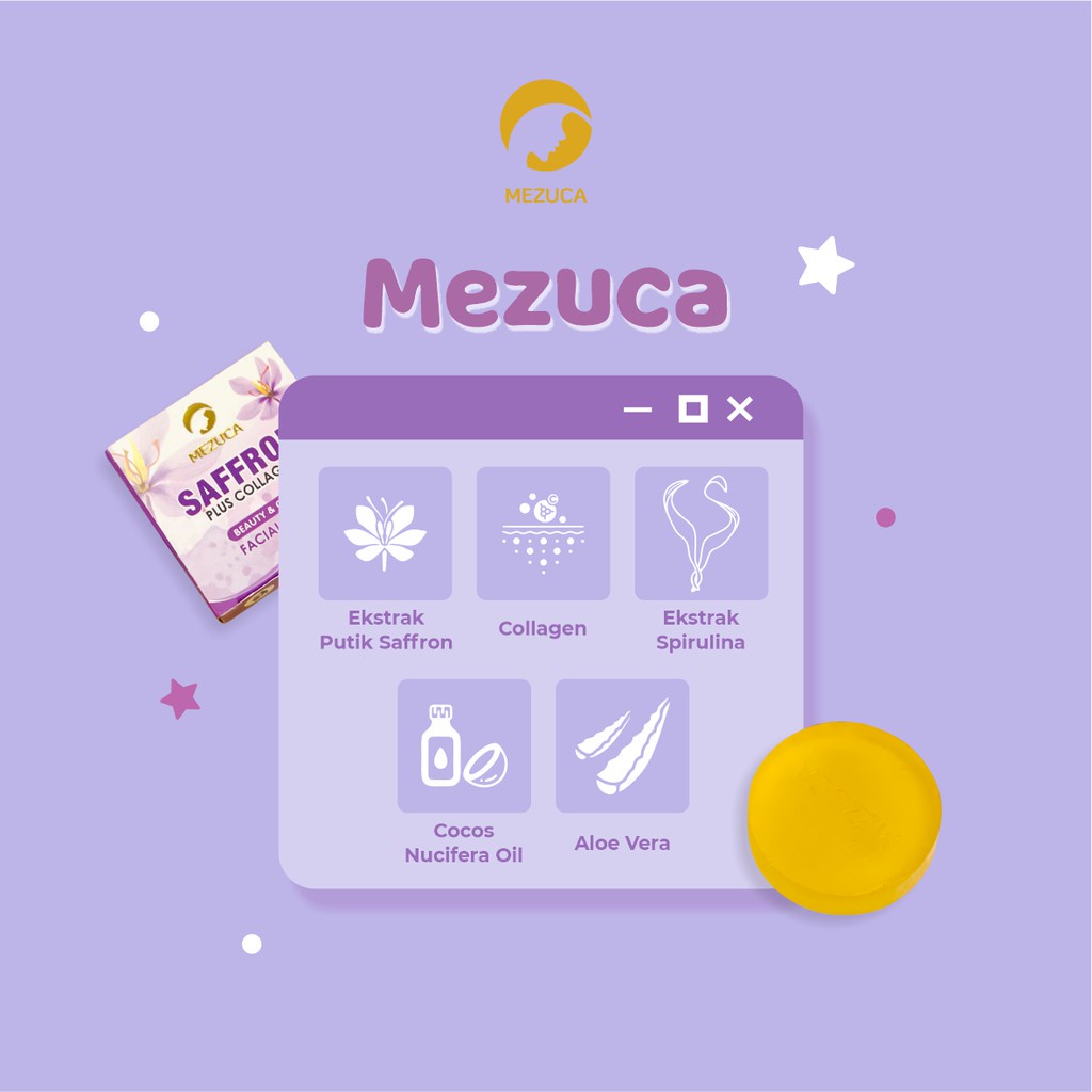 Mezuca Sabun Saffron Plus Collagen 20gr Facial Soap Anti Jerawat Pemutih Beauty Glow Glowing