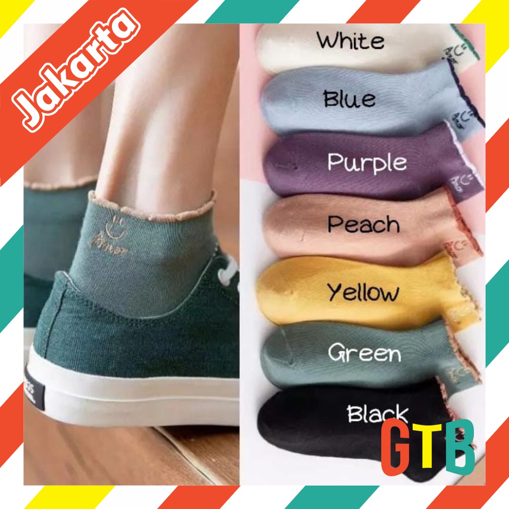 ❤GTB❤  Kaos Kaki Pendek Motif Smile Semata Kaki Kaoskaki Unisex Pria Wanita R602