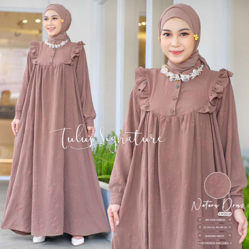 NATARIS DRESS BY TULUS SIGNATURE / GAMIS EMBOS WANITA MUSLIMAH / Maxi airflow embos kekinian