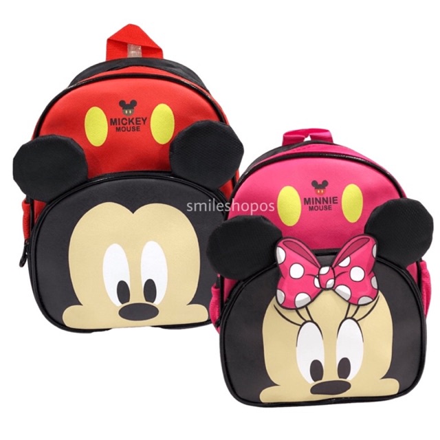 Tas Ransel Sekolah Anak TK SD Paud motif Mickey Minnie Mouse Backpack Tas Punggung / Tas Gendong Ber