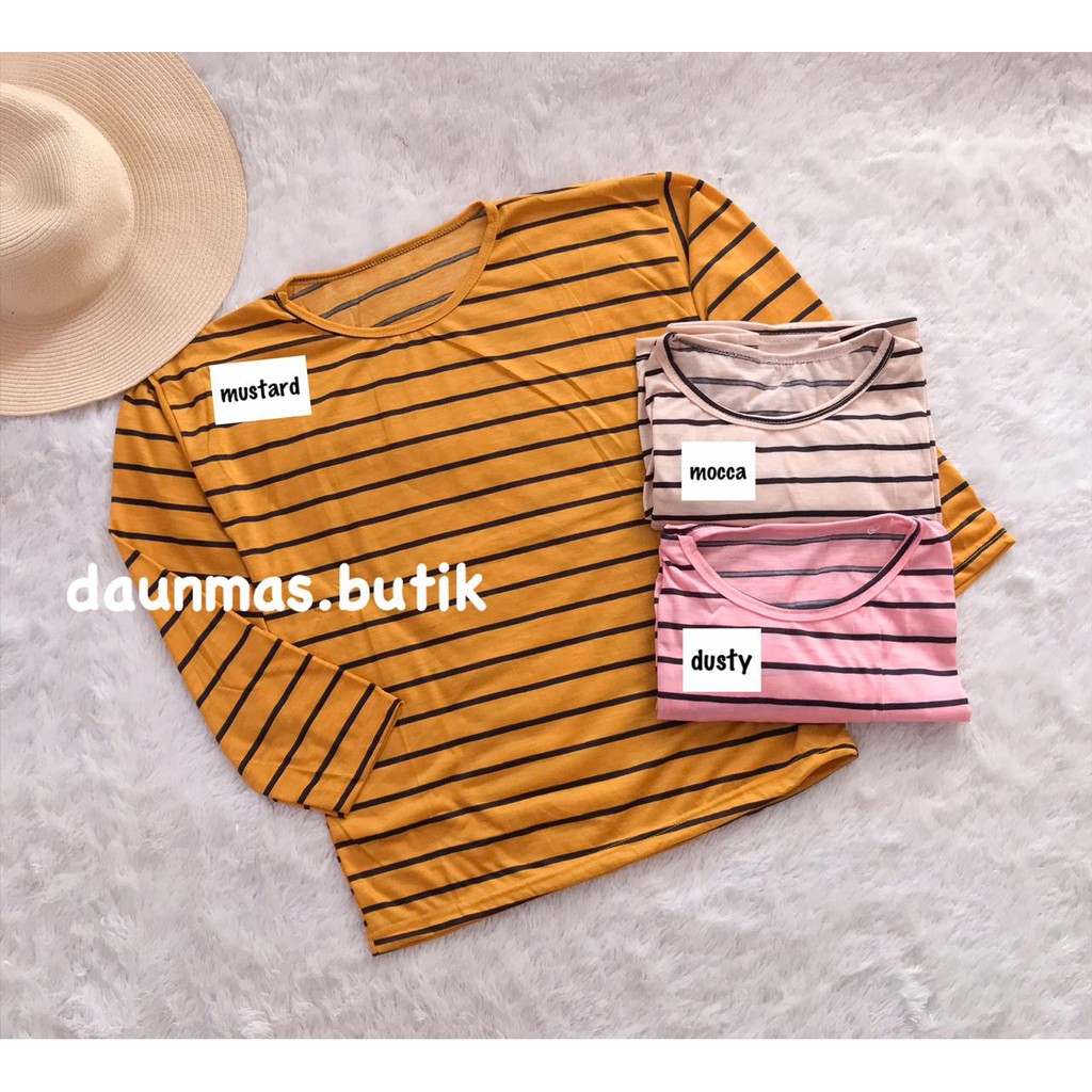 1KG MUAT 8PCS | STRIPY LONGSLEEVE KAOS LENGAN PANJANG STRIPE GARIS HITS SELEBGRAM FASHION WANITA