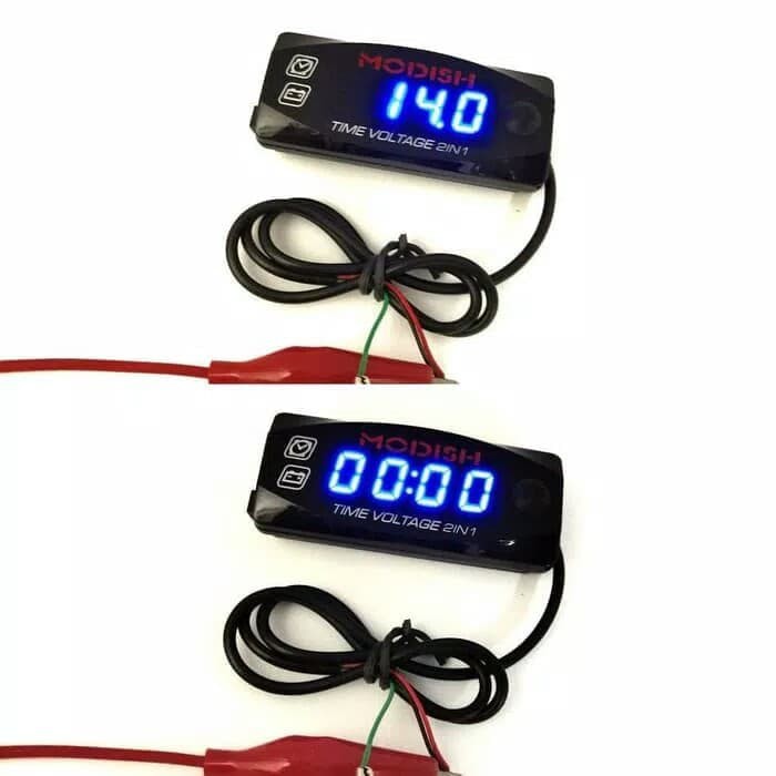 Jam Digital Voltmeter 2 in 1 LED Motor / Voltmeter + Jam Digital
