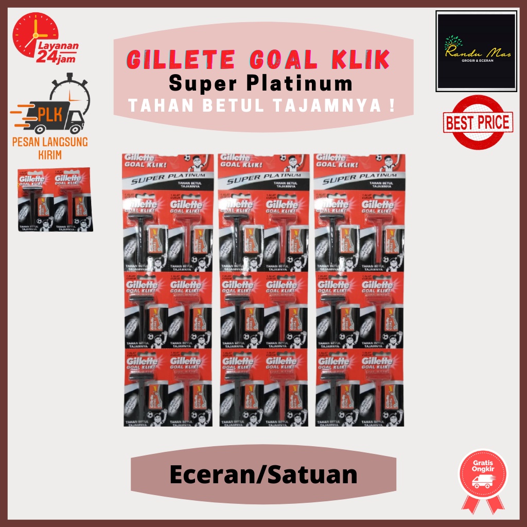 Gillete Pisau Cukur Kumis Alat Pangkas Jenggot Gilette Goal Klik Stainless Steel Tajam Super Platinum