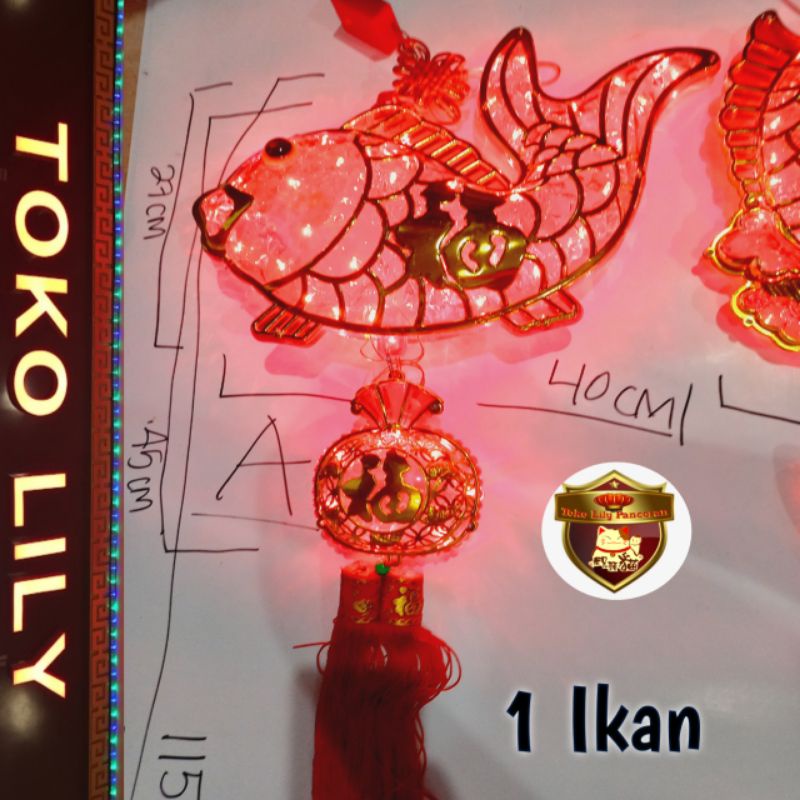 Lampu LED ikan Imlek / Lampion Imlek Motif Ikan LED / Lampu Gantung Imlek