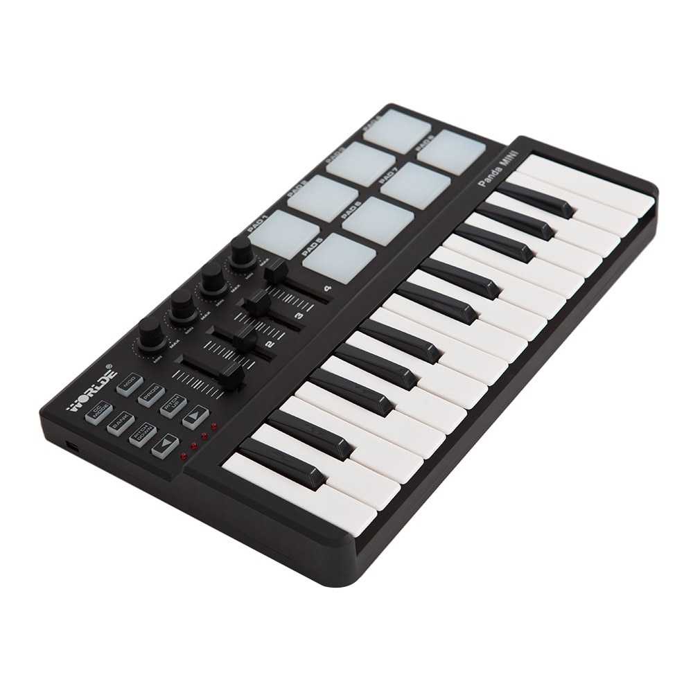 WORLDE Piano Digital 25 Key + DRUM Pad Midi Controller - PD879-Hitam