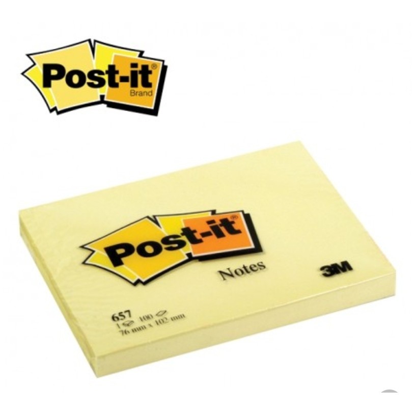 

STICKY NOTES MEMO TEMPEL 3M POST IT 657 YELLOW 75 MM X 100 MM KUNING 100 LBR BESAR