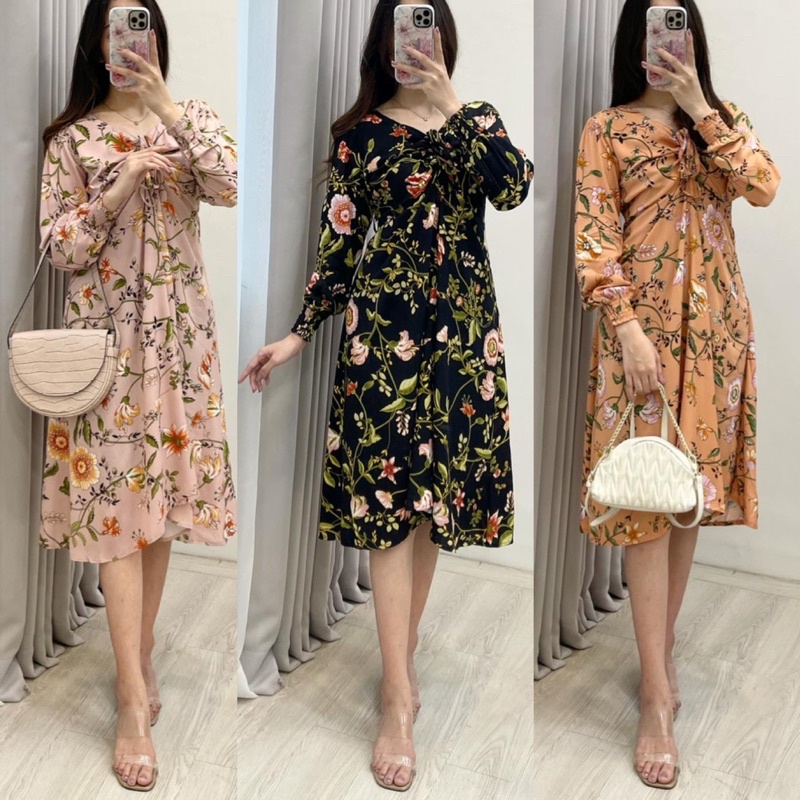 Daster Arab Rayon OVIE Midi Dress Cantik Sexy Simpel Kekinian