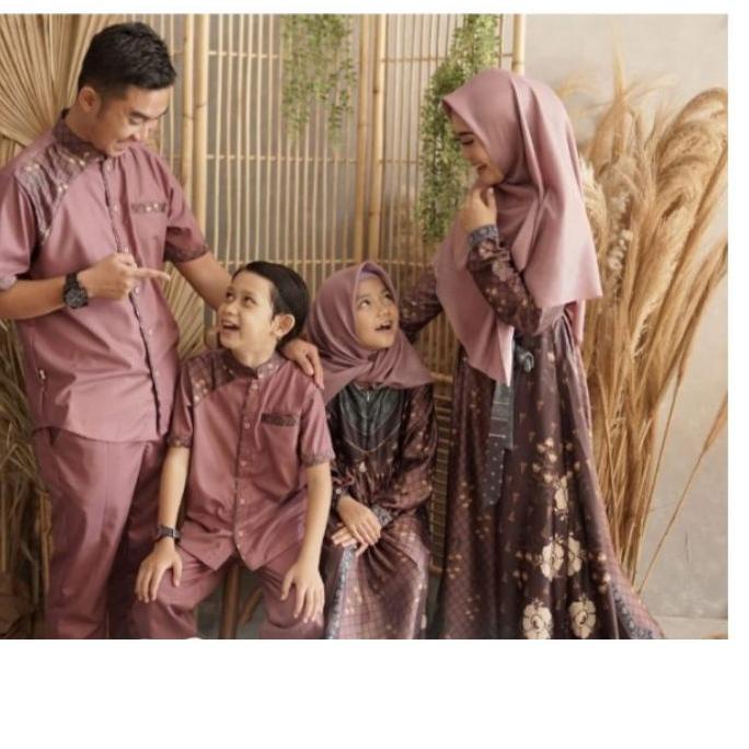 (Cod)-[LR 037]Sarimbit Baju couple Lebaran motif look like vaniLa hijab /wearing klamby dress murah