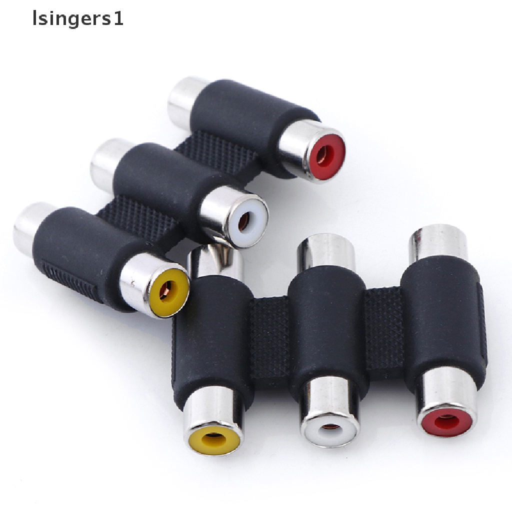 (lsingers1) 1pc adapter jack audio video 3 RCA AV female Ke female 3RCA