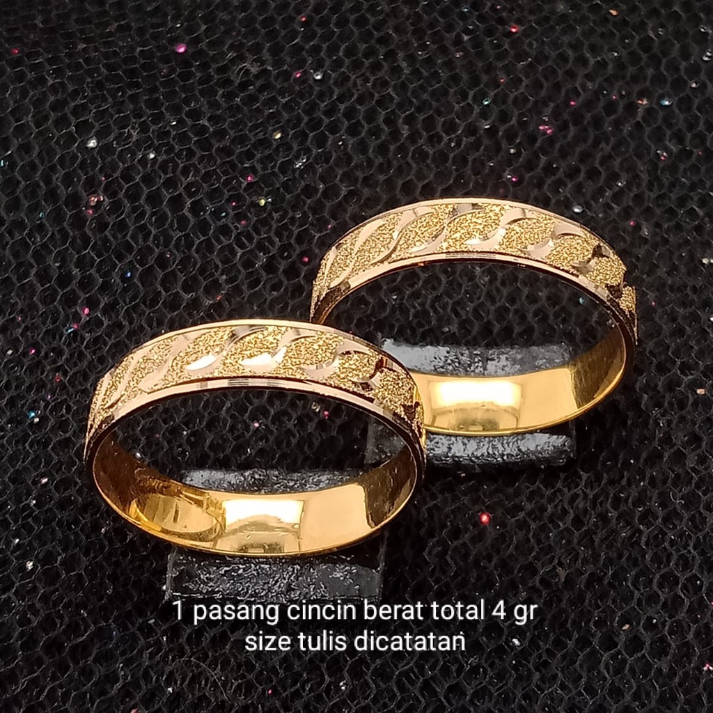 Cincin nikah Emas 17K - 1 Pasang 4 gr Kadar 750 - 111