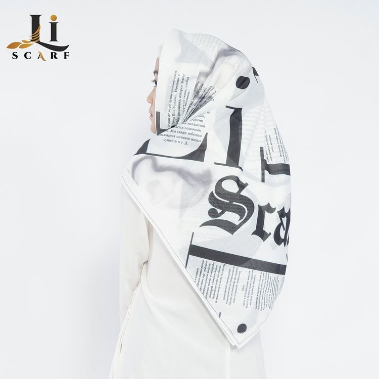 Jilbab Premium Li Scarf Bling Blink Scarf - Black & White