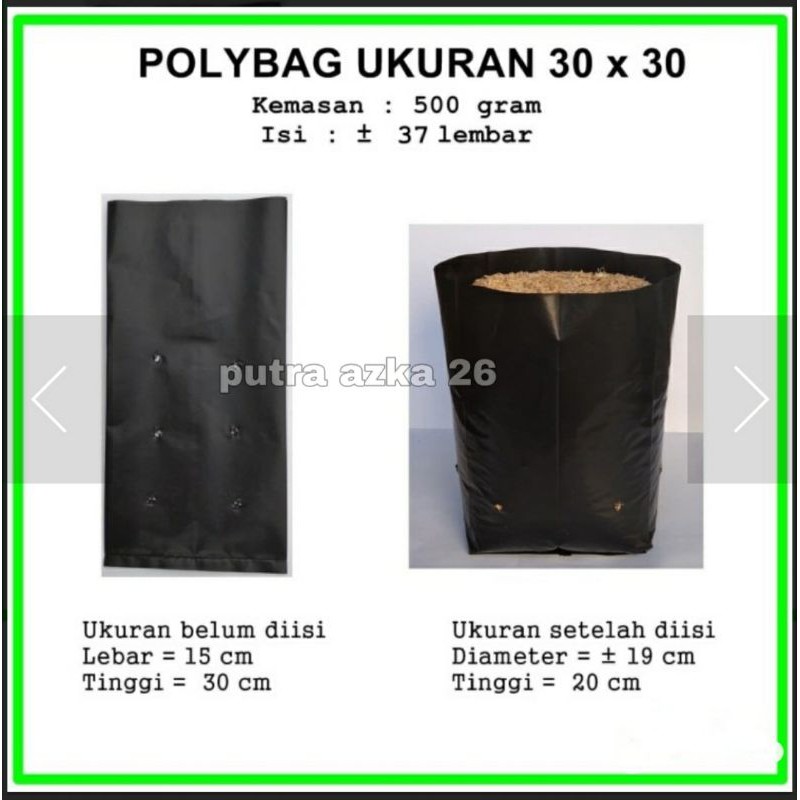 polybag tanaman, polybag besar, ukuran 30 * 30 kemasan 500gr