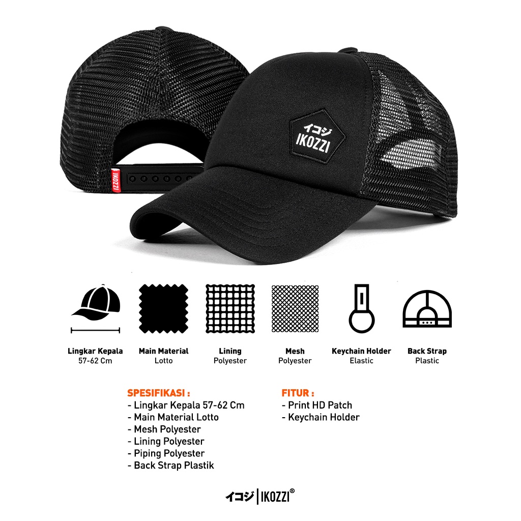 IKOZZI BLACK SCHOOL Topi Trucker - Topi Jaring