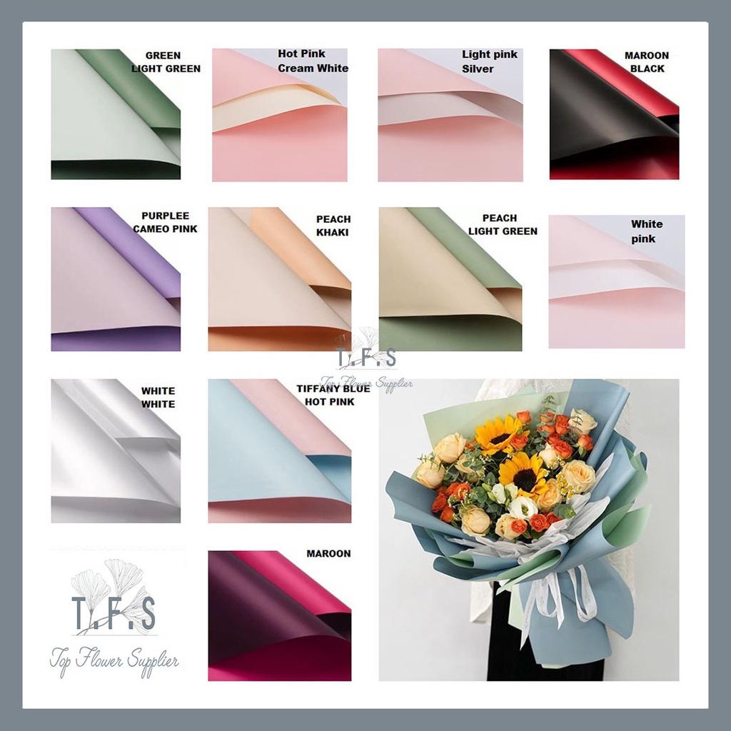 

FLOWER WRAPPING BI COLOR CELLOPHANE 58x58CM WATERPROOF KERTAS BUKET BUNGA Kertas Bouqet Bunga Dekorasi Hias