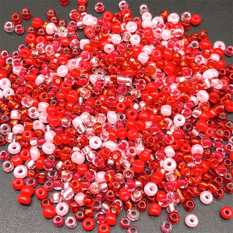 10g 2MM 3MM 4MM Manik-Manik Kaca Kecil Warna Merah Czech