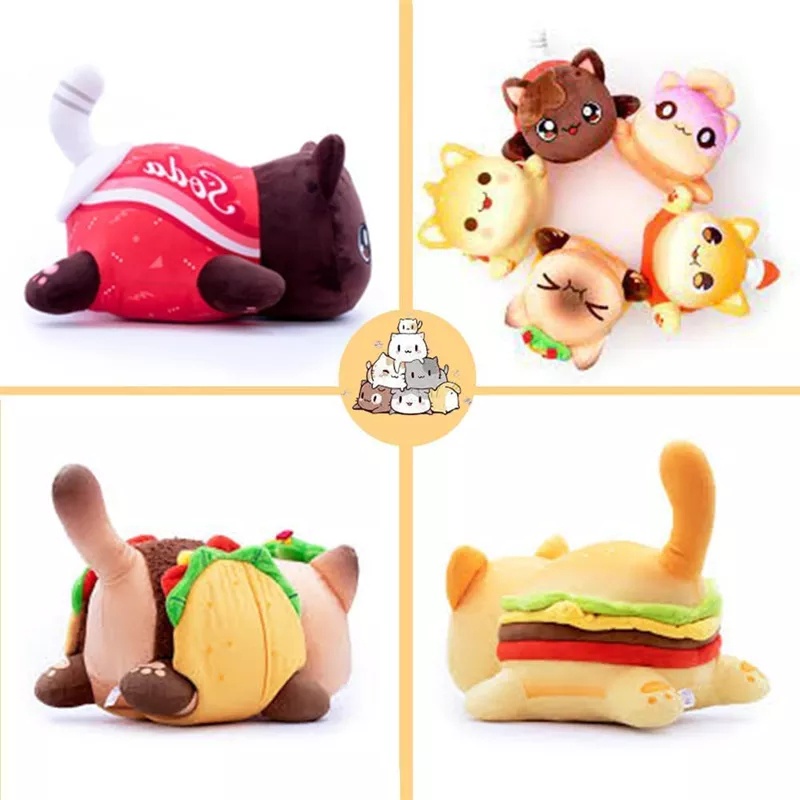 Mainan Boneka Stuffed Plush Meows Aphmau Hamburger Kentang Goreng Kucing Coke 25cm Untuk Hadiah Ulang Tahun Anak