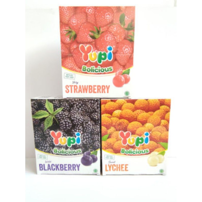 

Yupi Bolicious Lychee,Blackberry,Starwberry box isi 24pcs