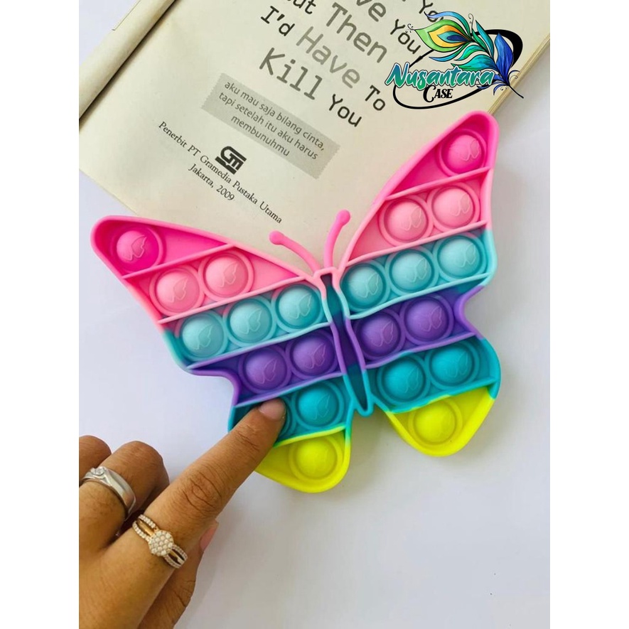 pop it fidget push bubble toys gelembung 3d rainbow pelangi karakter mainan anak NC7433-KUPU-KUPU