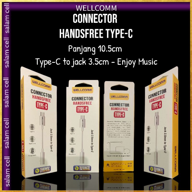 Connector Headset Handsfree Type-C to Jack 3.5cm WELLCOMM Bisa untuk semua type HP