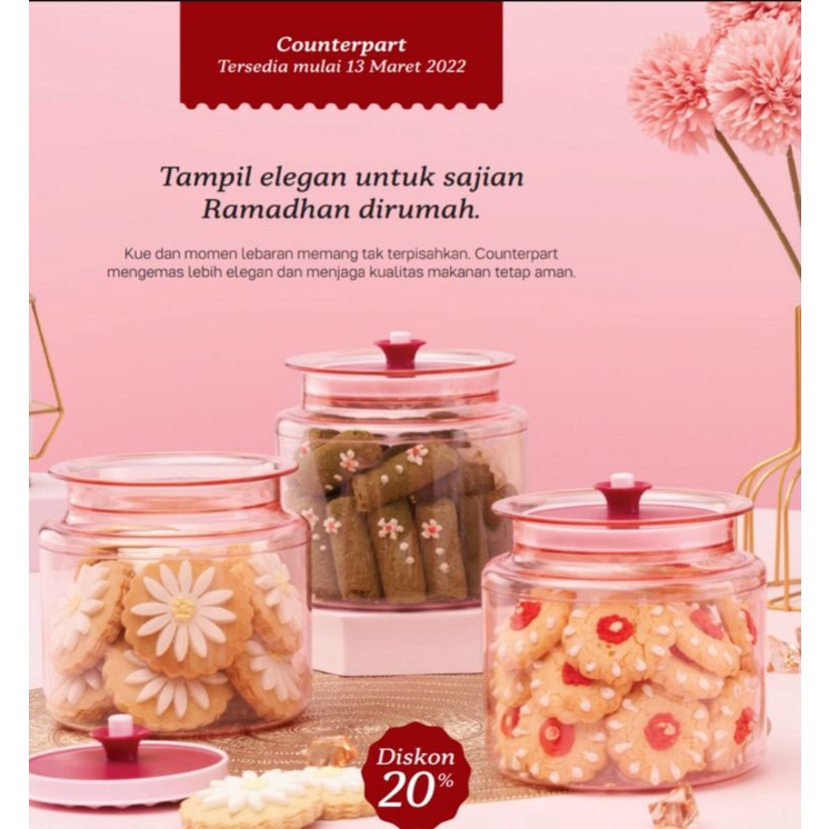 Toples kue Tupperware promo Counterpart cantik dan elegan
