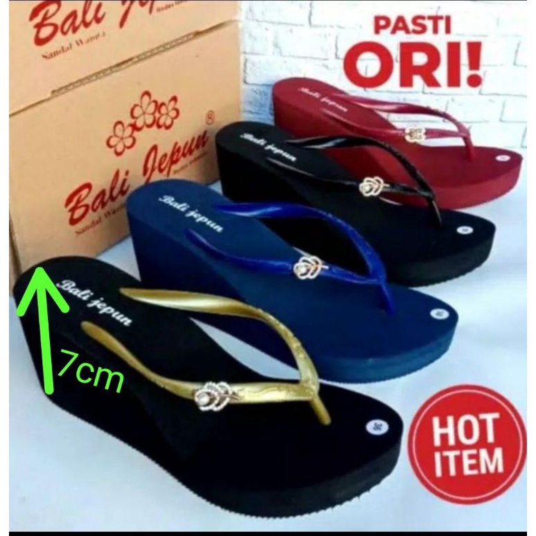 Sandal Bali Jepun Wedges Hak 7cm Dan Hak 3cm. Garansi Original