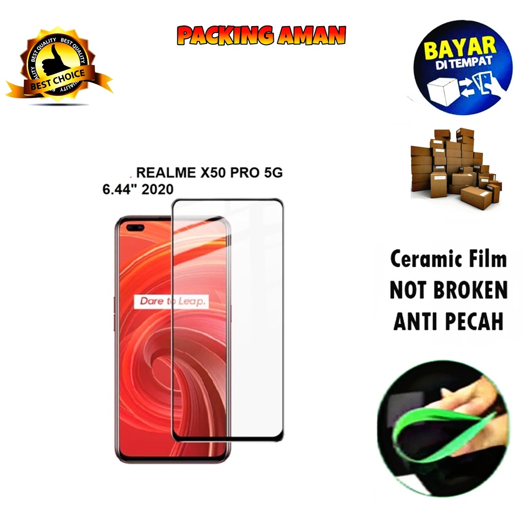 Tempered Glass Realme X50 Pro 5G 2020 FULL COVER FULL SCREEN Ceramic Film Anti Gores