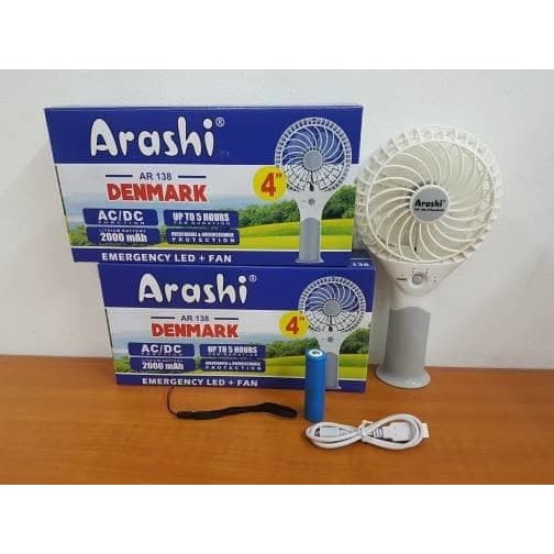 Kipas Angin Mini Arashi Kecil Pegangan Portable 4 Inch Baterai Dicas