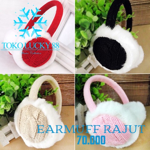 IMPORT Earmuff Rajut Ear warmer wool Earplug Penghangat Kuping Telinga anti dingin bising