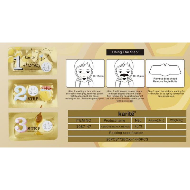 PROMO 1SET MASKER KOMEDO 3STEP1 REMOVE BLACK HEADS / HONEY NO.1078