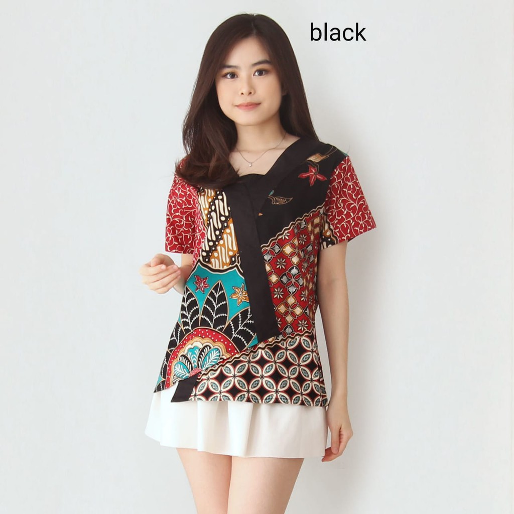  Blouse  batik  lengan  pendek  BJ263H Baju wanita  atasan 