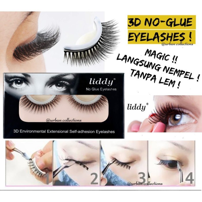 NO GLUE EYELASHES / Bulu Mata Palsu 3D Liddy Fake Eyelash No Lem