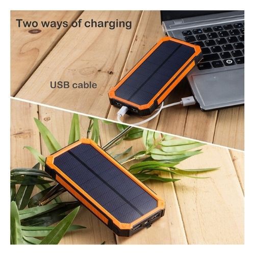 Solar Cell Power Bank Charge 2 Port 20000mAh Senter LED ES100 111159