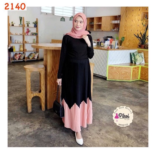 Rok panjang murah / rok maxi cantik / rok hitam panjang / rok hijaber murah / rok muslimah / 2140