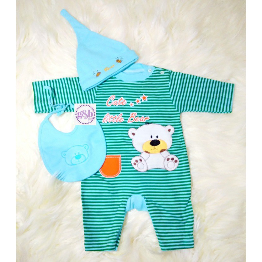 0-6 Bulan Jumper / Jumpsuit Bayi Set Cute Litlte Bear