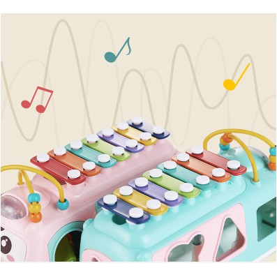 [1KG 2PCS] Babyland Mainan Edukasi BUS Puzzle Xylophone Music 3 in 1