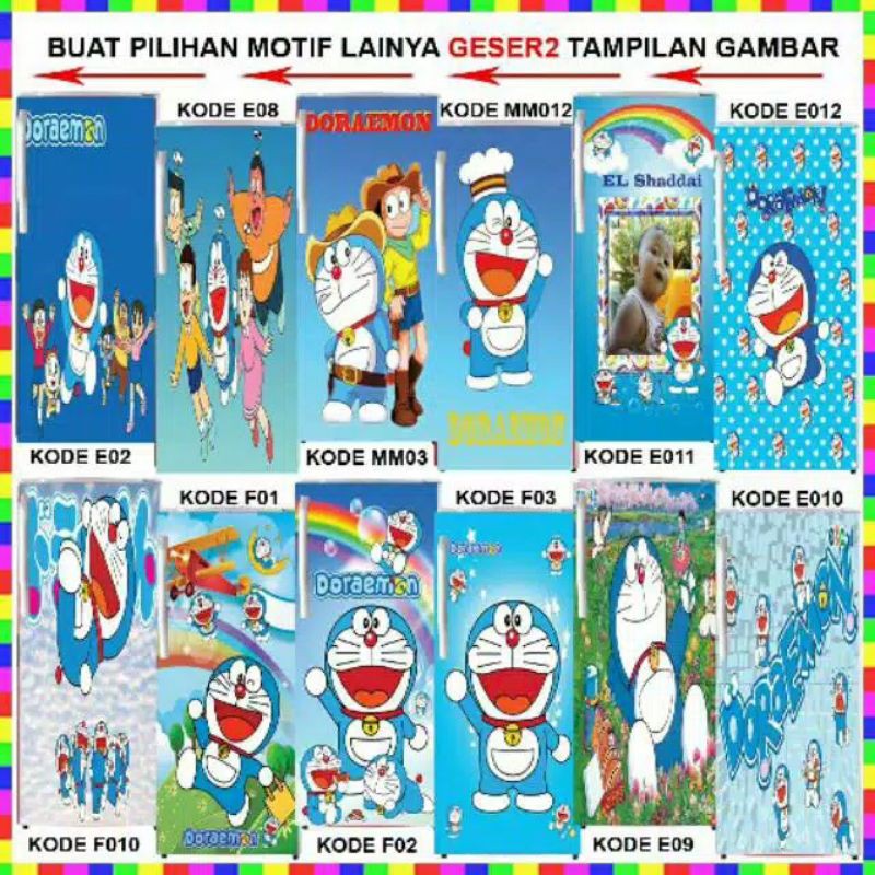 Stiker kulkas 1 pintu motif doraemon