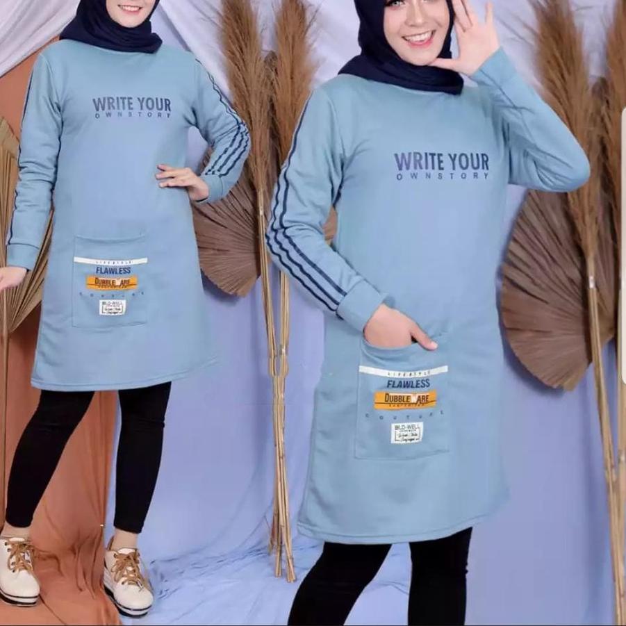➣ TUNIK WANITA TERBARU 2021 KEKINIAN / TUNIK KAOS PANJANG/TUNIK WANITA DEWASA ATASAN MOTIF WRITE YOU