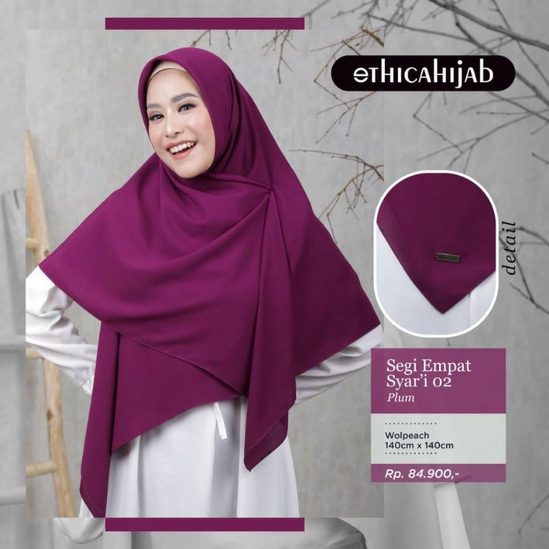 HIJAB SEGIEMPAT SYARI 140 X 140 POLOS || ETHICA