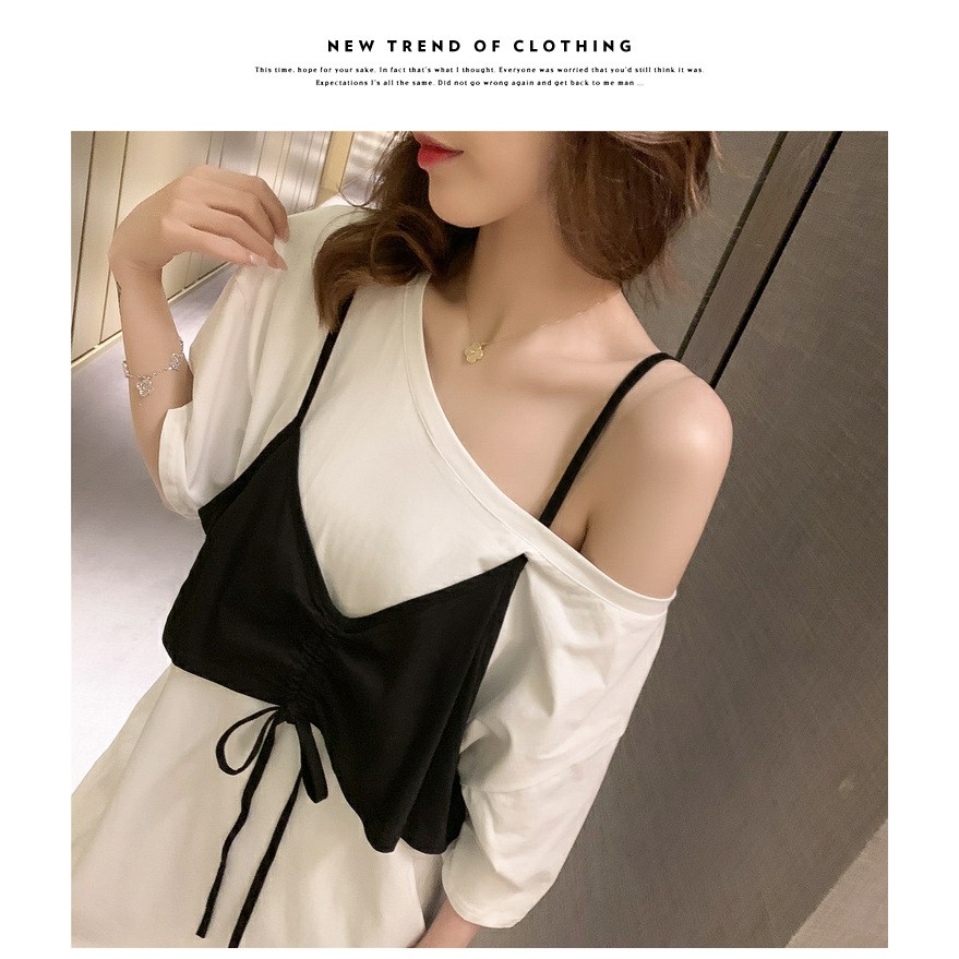 KDR-11 dress casual terusan wanita import korea jepang hitam fake layer