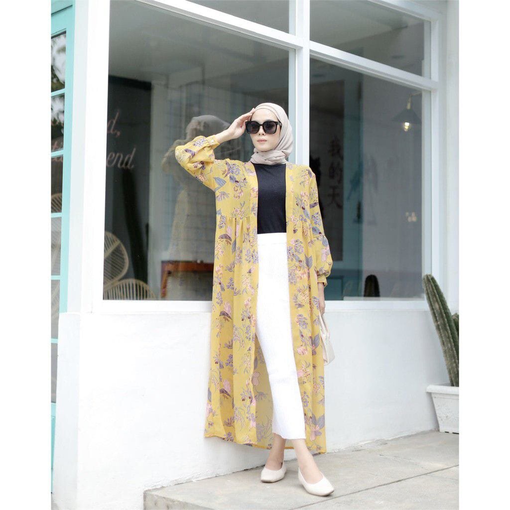 long cardigan flowerzee ceruty I long outer panjang wanita I longcardi premium ceruti I korean outer