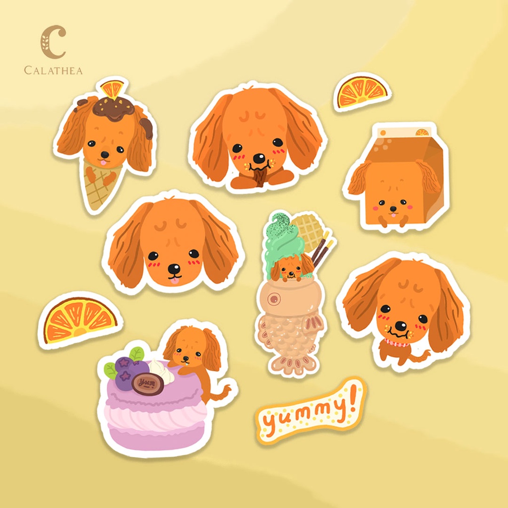 Jual Stiker Jurnal Estetik/ Stiker Die Cut/ Dessert Stickers/ Dog