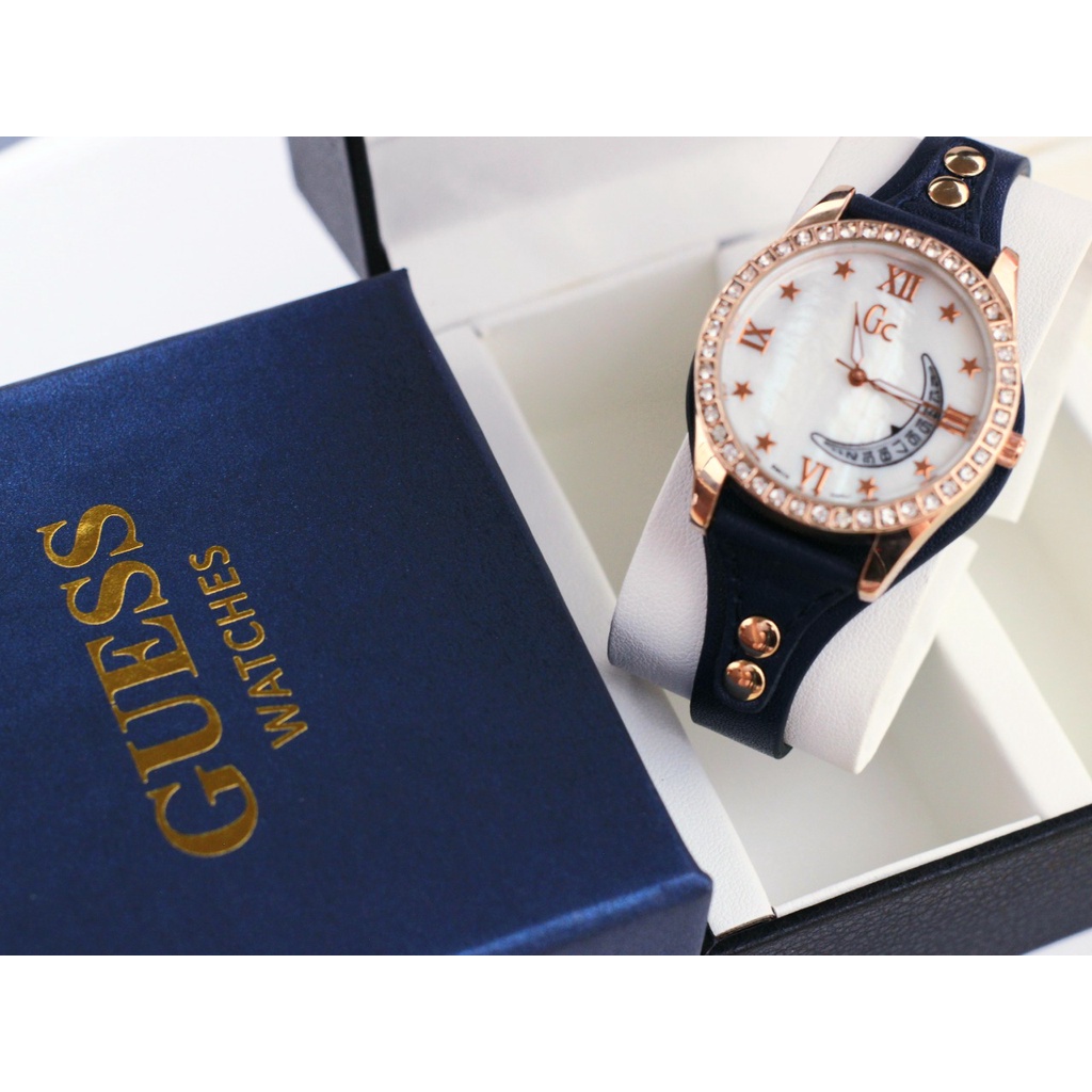 (COD) Jam Tangan Wanita Guess Collection Gc7966Kw Tanggal Aktif Tali Kulit Free Box Original & Bater