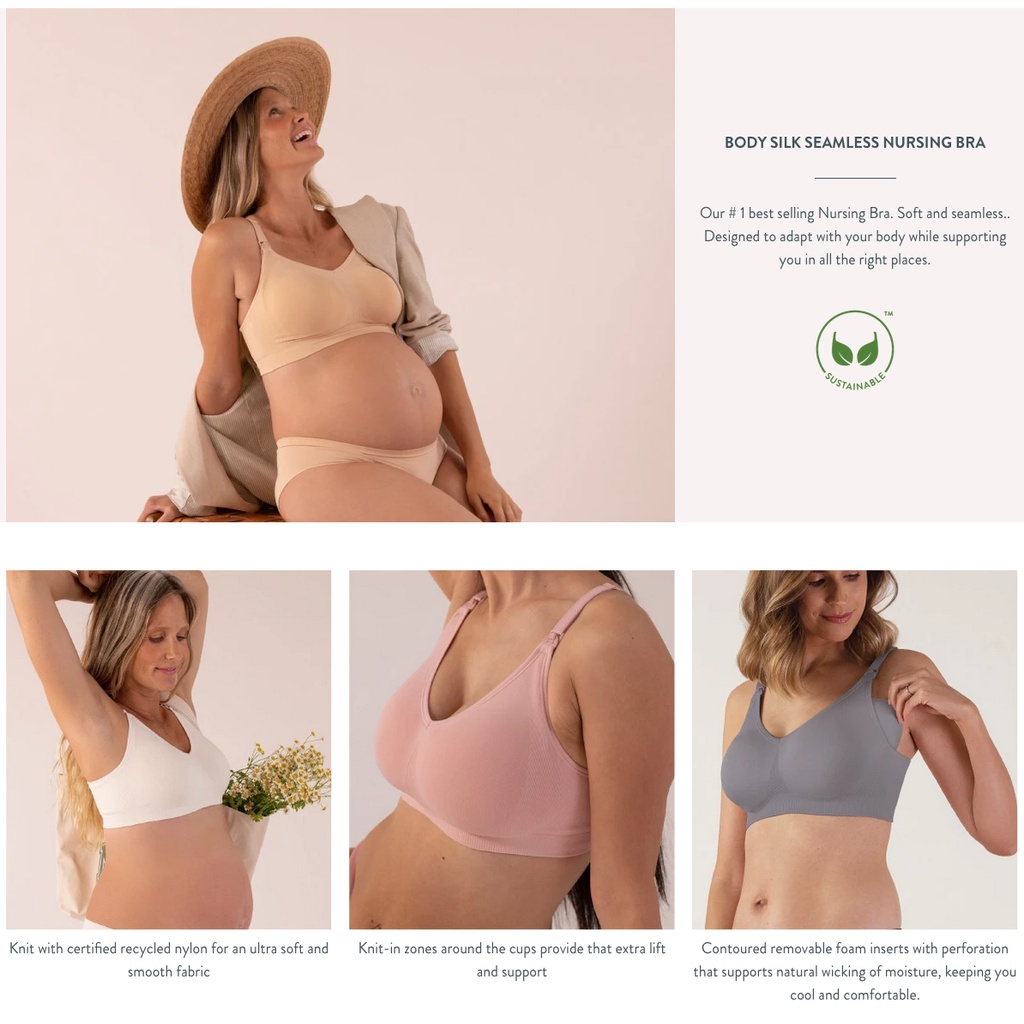 Bravado Designs Body Silk Seamless Wireless Maternity &amp; Nursing Sustainable Bra - BH Hamil Menyusui Ibu Dalaman Soft Pumping Tanpa Kawat Premium Breastfeeding