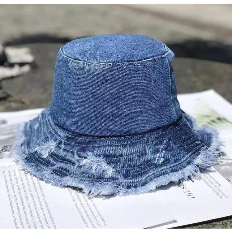 Bucket hat Ripped end Topi bucket hat Rawis Rumbai jeans wanita aneka warna - bucket jeans wanita model sobek