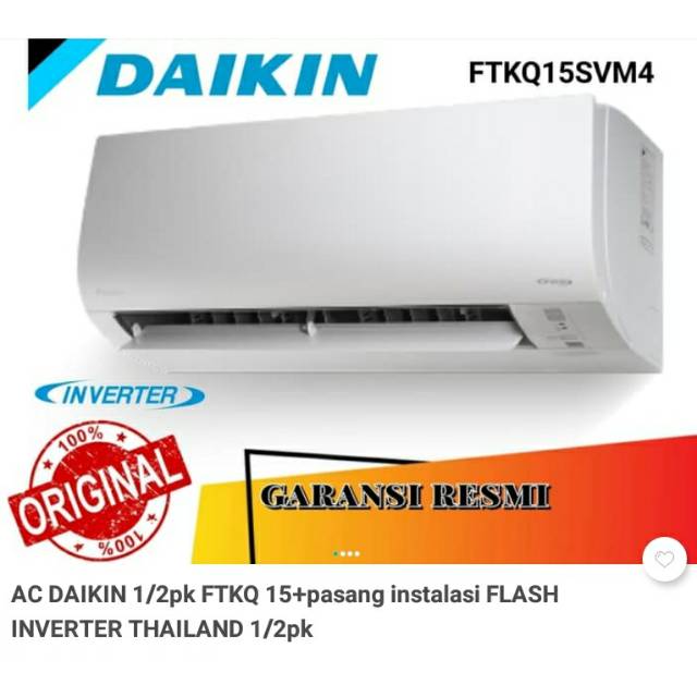 Daikin Inventer FTKQ05 Flash Inventer 1/2pk +jasa pasang sederhana utk wilayah Cirebon Kota