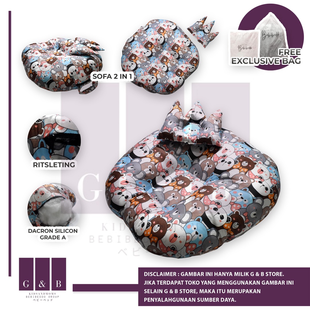 Sofa bayi / baby launger FREE bantal mahkota bayi dan tas