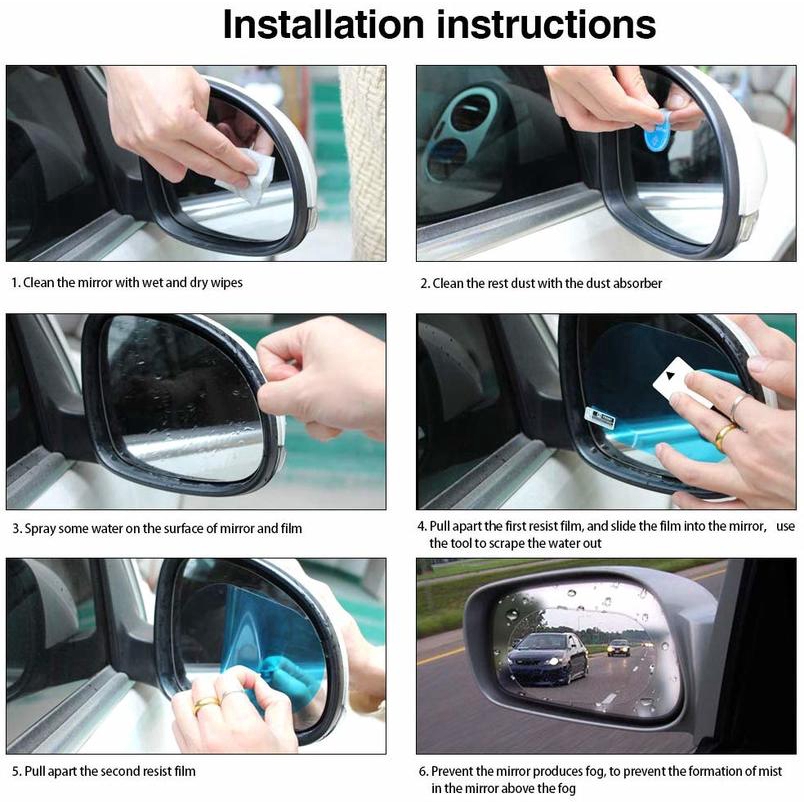 Car Rear view Mirror Protective Waterproof Film, Anti-Fog Car Rearview Mirror,Clear Protective Film